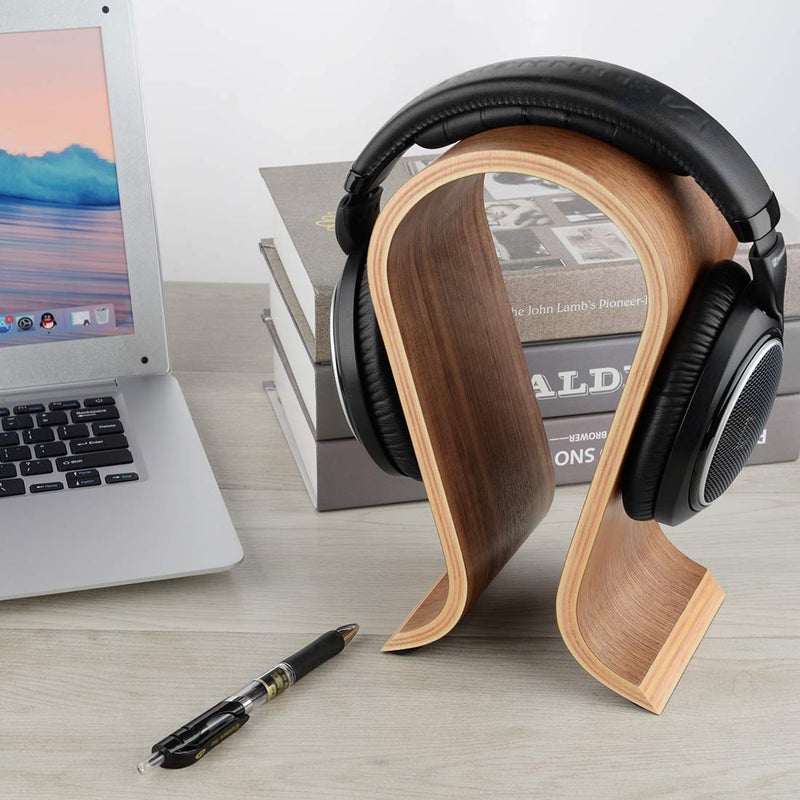 Linkidea Wooden Omega Headphones Stand/Wooden Headphone Hanger/Wood Headset Holder/Omega Earphone Desk Display Hanger - Wooden Headsets Walnut Finish - Image 5
